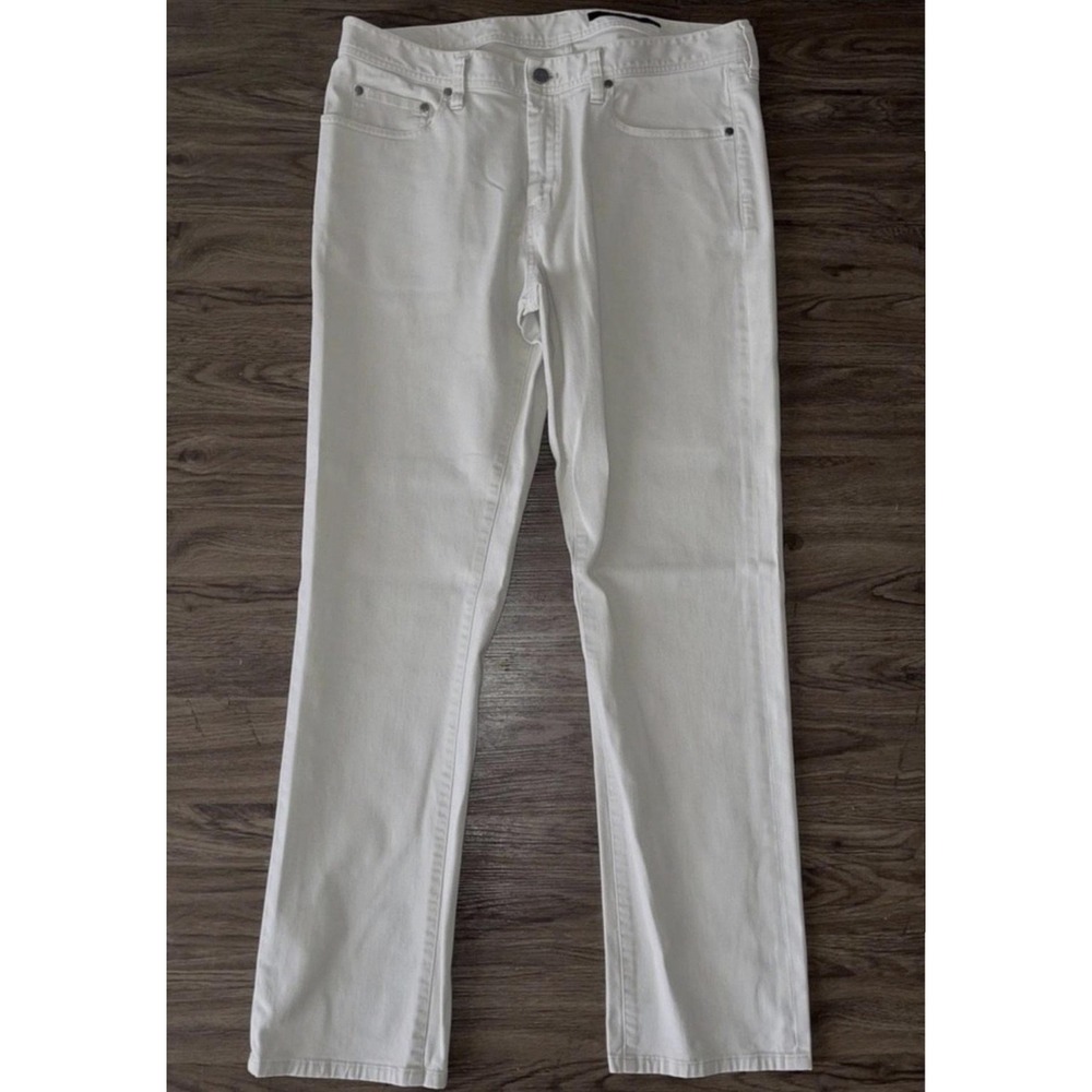 J Hilburn SKH Jeans Mens 34x31 Beige Regular Straight Stretch Denim Pants Casual